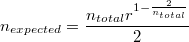 $n_{expected} = \dfrac {n_{total}r^{1 - \frac{2}{n_{total}}}}{2}$

